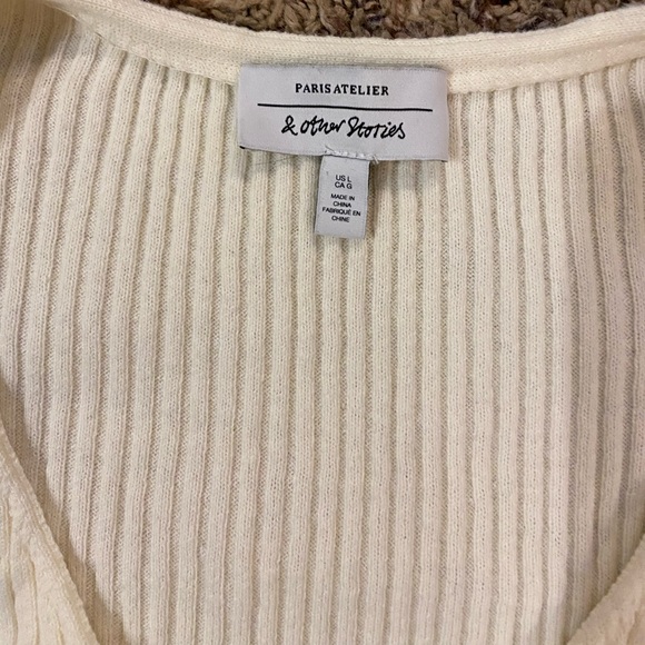 Tie Front Knit Cardigan in Cream - Picture 6 of 10